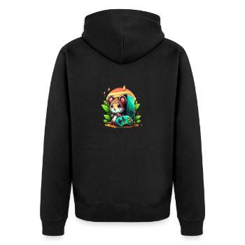 Gaming Maus - Unisex Premium Bio Zip Hoodie - Schwarz - Hinten - Nico (187cm)