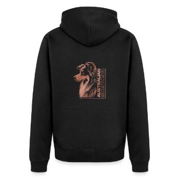 Australian Shepherd Portrait | Aussie's head rose gold - Unisex Premium Organic Zip Hoodie - black - Back - Nico (187cm)