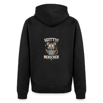 Satire - Yuck! People Rat I Hate - Unisex Premium Organic Zip Hoodie - black - Back - Nico (187cm)