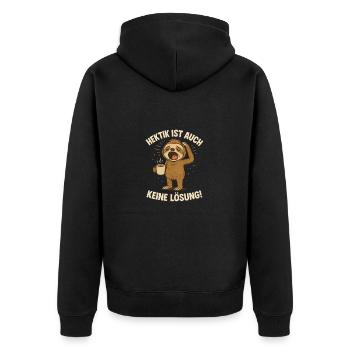 Faultier Geschenk Langschläfer Sloth Büro - Unisex Premium Bio Zip Hoodie - Schwarz - Hinten - Nico (187cm)