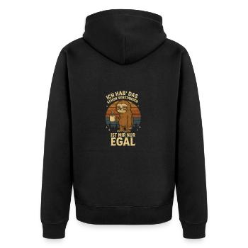 Sloth I got it - Unisex Premium Organic Zip Hoodie - black - Back - Nico (187cm)