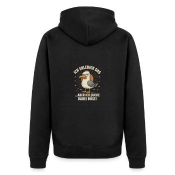 Lustige Möwe frecher Spruch Arbeit Kollegen - Unisex Premium Bio Zip Hoodie - Schwarz - Hinten - Nico (187cm)
