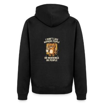 I Hate Morning People And Mornings And People - Unisex Premium Organic Zip Hoodie - black - Back - Nico (187cm)