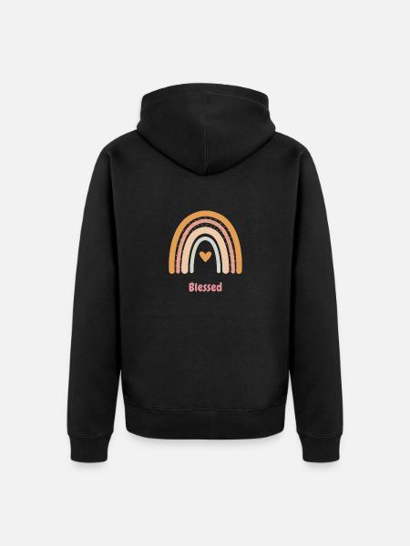 Bless Rainbow - Bohemian - Unisex Premium Organic Zip Hoodie - black