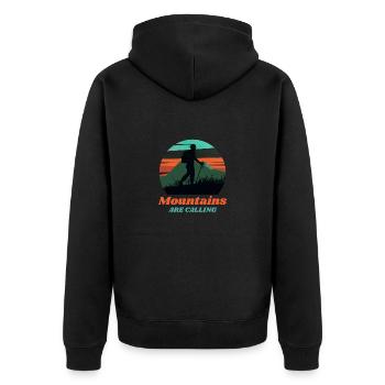 Moutains are calling - Unisex Premium Organic Zip Hoodie - black - Back - Nico (187cm)