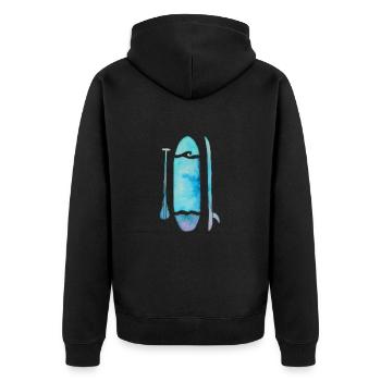 Stand Up Paddling Board SUP blau - Unisex Premium Bio Zip Hoodie - Schwarz - Hinten - Nico (187cm)