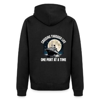 Cruising Through Life Cruise Ship Vacation Group - Unisex Premium Organic Zip Hoodie - black - Back - Nico (187cm)