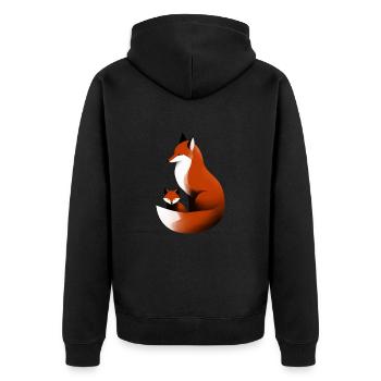 Kleine Fuchsfamilie - Unisex Premium Bio Zip Hoodie - Schwarz - Hinten - Nico (187cm)