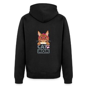 Maman chat roux drôle - Veste à capuche bio Premium Unisexe - noir - Dos - Nico (187cm)