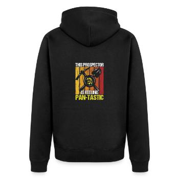 Gold Panner Gold Miner Gold Digger Gift - Unisex Premium Organic Zip Hoodie - black - Back - Nico (187cm)