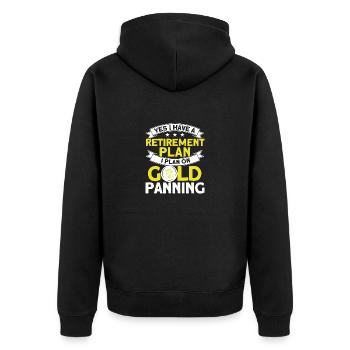 Gold Panner Gold Miner Gold Digger Gift - Unisex Premium Organic Zip Hoodie - black - Back - Nico (187cm)