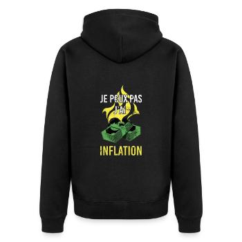Je Peux Pas J'ai Inflation - Humour Tendance - Veste à capuche bio Premium Unisexe - noir - Dos - Nico (187cm)