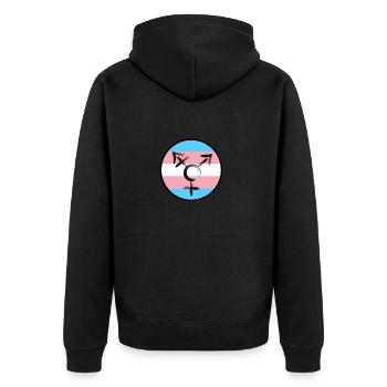 Circle Emblem Symbol Transgender - Unisex Premium Organic Zip Hoodie - black - Back - Nico (187cm)