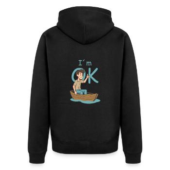 Seemann - Unisex Premium Bio Zip Hoodie - Schwarz - Hinten - Nico (187cm)