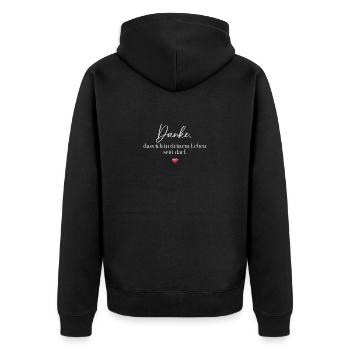 Danke, dass ich in deinem Leben sein darf. - Unisex Premium Bio Zip Hoodie - Schwarz - Hinten - Nico (187cm)
