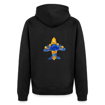 Mriya plane. The largest.Petrykivka Ukrainian art - Unisex Premium Organic Zip Hoodie - black - Back - Nico (187cm)