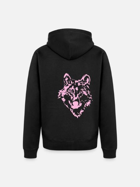 Wolf Tier Waldtier - Unisex Premium Bio Zip Hoodie - Schwarz