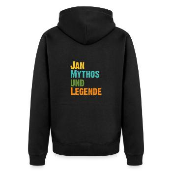 Jan der Mythos und Legende Vorname Jan - Unisex Premium Bio Zip Hoodie - Schwarz - Hinten - Nico (187cm)