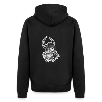 Wikinger Porträt - Unisex Premium Bio Zip Hoodie - Schwarz - Hinten - Nico (187cm)