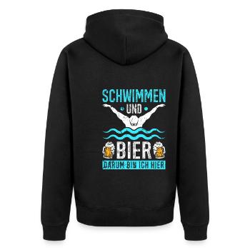 Schwimmen Bier Bademeister Schwimm - Unisex Premium Bio Zip Hoodie - Schwarz - Hinten - Nico (187cm)