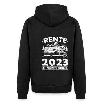 Rente 2023 Ab Zum Wohnmobil Ruhestand Rentner - Unisex Premium Bio Zip Hoodie - Schwarz - Hinten - Nico (187cm)
