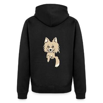 Chihuahua - Chien qui sort du sac - Veste à capuche bio Premium Unisexe - noir - Dos - Nico (187cm)