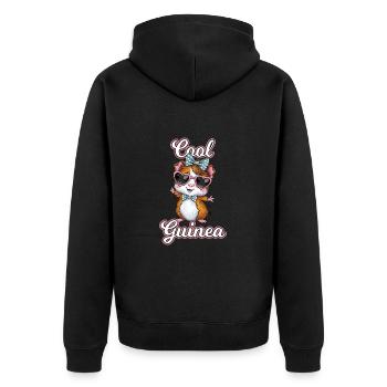 Coole Meerschweinchen mit Herz-Sonnenbrille - Unisex Premium Bio Zip Hoodie - Schwarz - Hinten - Nico (187cm)