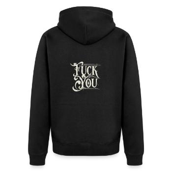 Vintage fuck you - Unisex Premium Organic Zip Hoodie - black - Back - Nico (187cm)