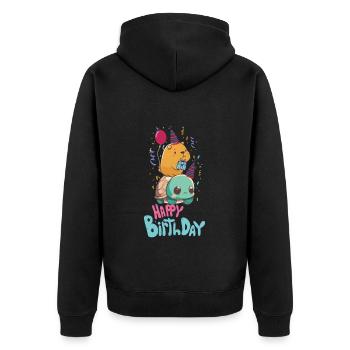 Anniversaire de Capybara - Veste à capuche bio Premium Unisexe - noir - Dos - Nico (187cm)