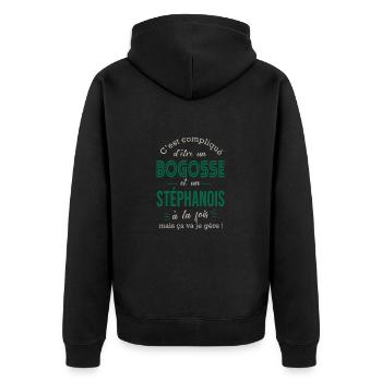 Stéphanois cadeau homme Saint étienne St étienne - Veste à capuche bio Premium Unisexe - noir - Dos - Nico (187cm)