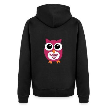 pinke Eule rosa Vogel - Unisex Premium Bio Zip Hoodie - Schwarz - Hinten - Nico (187cm)