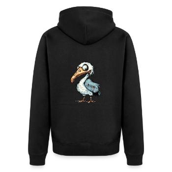 Pélican Oiseau Halloween Bande Dessinée Drôle - Veste à capuche bio Premium Unisexe - noir - Dos - Nico (187cm)
