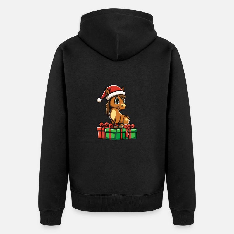 Cadeaux de Noël Cheval - Veste à capuche bio Premium Unisexe - noir