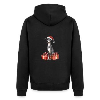 Greyhound Dog Christmas Comic Gifts - Unisex Premium Organic Zip Hoodie - black - Back - Nico (187cm)