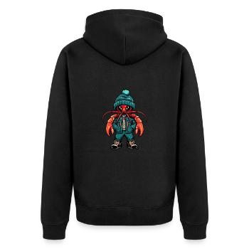 Hummer Krebs Lustig Winter - Unisex Premium Bio Zip Hoodie - Schwarz - Hinten - Nico (187cm)