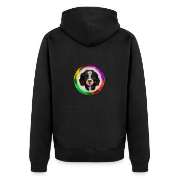Rainbow Dog Cocker Spaniel - Unisex Premium Organic Zip Hoodie - black - Back - Nico (187cm)