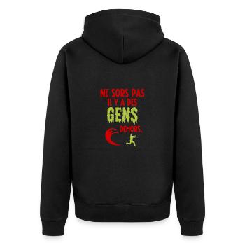 ne sors pas il y a des gens dehors - Veste à capuche bio Premium Unisexe - noir - Dos - Nico (187cm)