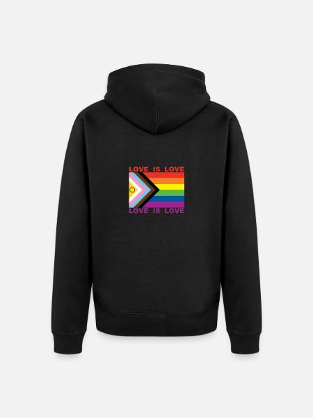 LOVE IS LOVE - Unisex Premium Bio Zip Hoodie - Schwarz