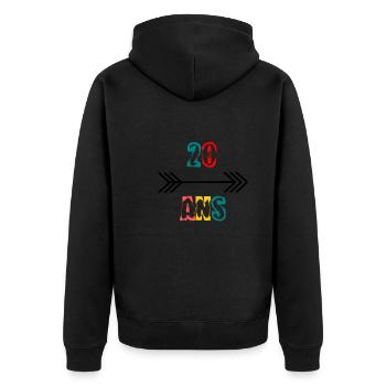 20 ANS. 20e ANNIVERSAIRE. ANNIVERSAIRE 20 ANS. 20 - Veste à capuche bio Premium Unisexe - noir - Dos - Nico (187cm)