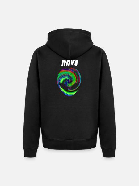 rave rave rave - Unisex Premium Organic Zip Hoodie - black