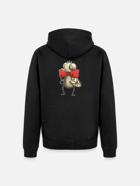 Fliege mit Fliege - Unisex Premium Bio Zip Hoodie - Schwarz