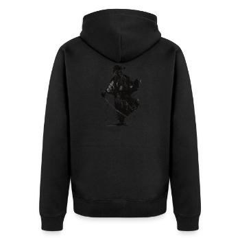 Samurai-Splash - Unisex Premium Bio Zip Hoodie - Schwarz - Hinten - Nico (187cm)