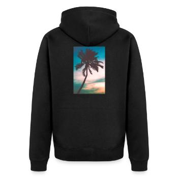 Palm tree - Unisex Premium Organic Zip Hoodie - black - Back - Nico (187cm)
