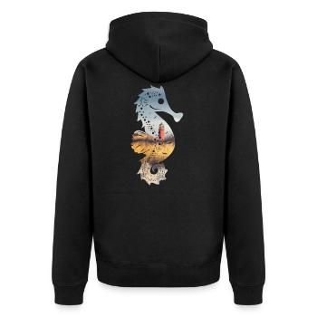 SeeHorse (LightHouse Edition) - Unisex Premium Organic Zip Hoodie - black - Back - Nico (187cm)