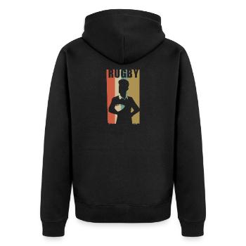 Rugby Rugby Player Vintage Rugby Cadeau Sport - Veste à capuche bio Premium Unisexe - noir - Dos - Nico (187cm)