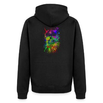 Schädel, Totenkopf, Kunst, Viele Farben, Gothic - Unisex Premium Bio Zip Hoodie - Schwarz - Hinten - Nico (187cm)