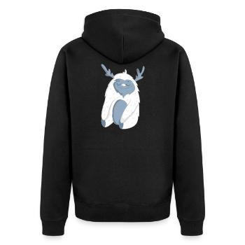 Yeti Winter - Unisex Premium Bio Zip Hoodie - Schwarz - Hinten - Nico (187cm)