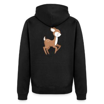 Fawn - Unisex Premium Organic Zip Hoodie - black - Back - Nico (187cm)