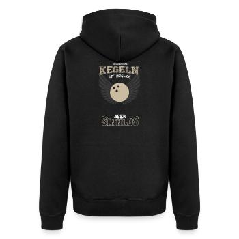 Kegeln Bowling Leben sinnlos - Geschenk - Unisex Premium Bio Zip Hoodie - Schwarz - Hinten - Nico (187cm)