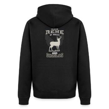 Rehe Leben sinnlos - Geschenk - Unisex Premium Bio Zip Hoodie - Schwarz - Hinten - Nico (187cm)